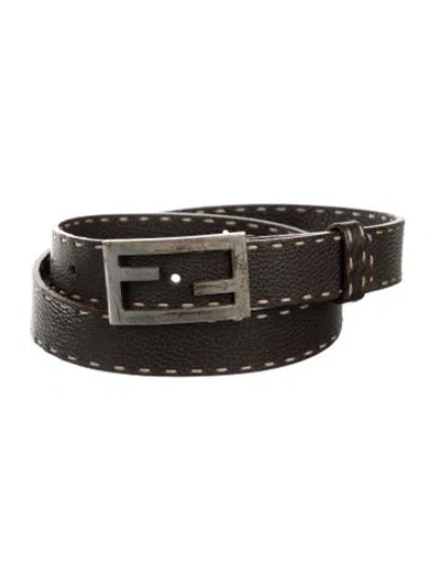 Pre-owned Fendi Leather Belt Kit In Brown