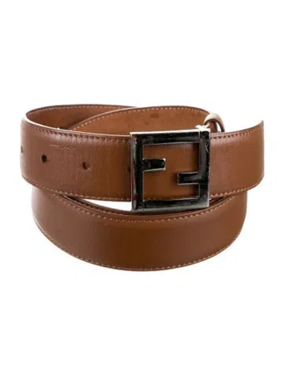 Pre-owned Fendi Leather Belt Kit In Brown