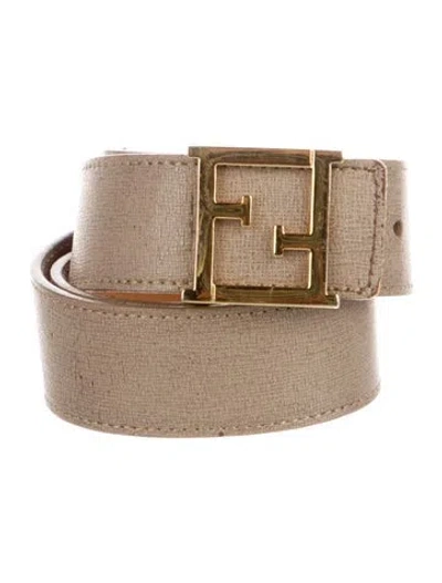 Pre-owned Fendi Leather Belt In Neutral