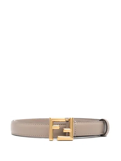 Fendi Leather Belt In Beige