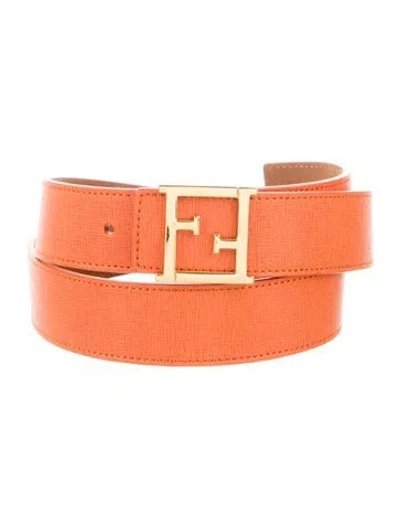 Pre-owned Fendi Leather Belt In Orange
