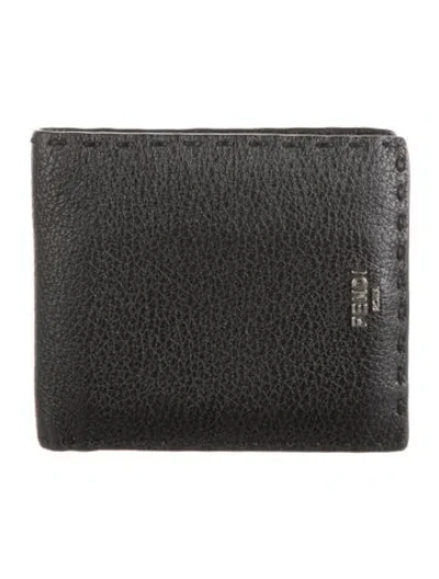 Pre-owned Fendi Leather Bifold Wallet In Black
