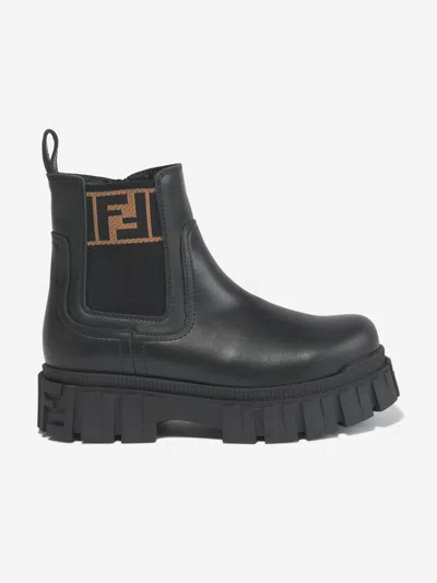 FENDI KIDS LEATHER BIKER BOOTS