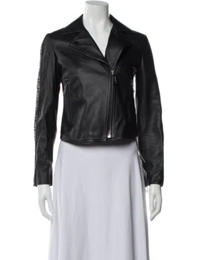 Pre-owned Fendi Leather Biker Jacket In Black