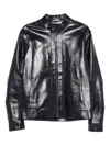 Fendi Leather Biker Jacket In Blue