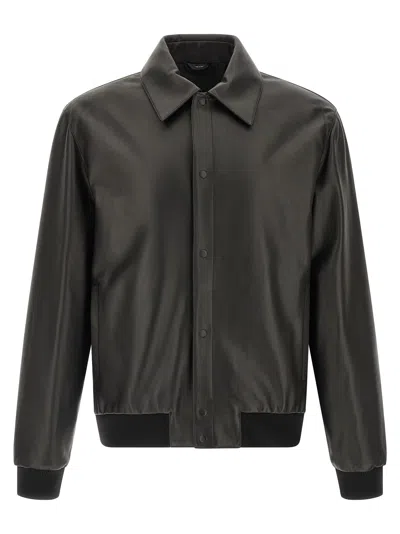 Fendi Leather Blouson In Black
