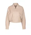 Fendi Leather Jacket With Collared Design And Pockets In Brown