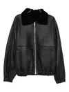 Fendi Leather Bomber Jacket In Black
