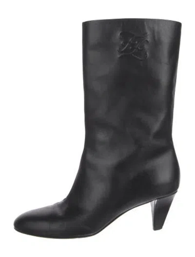 Pre-owned Fendi Leather Boots In Black