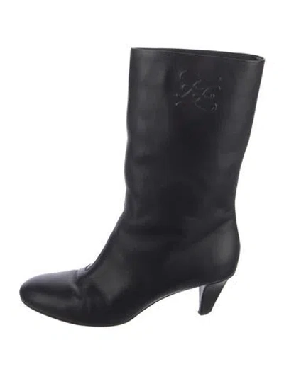 Pre-owned Fendi Leather Boots In Black