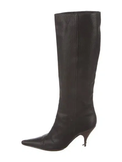 Pre-owned Fendi Leather Boots In Black