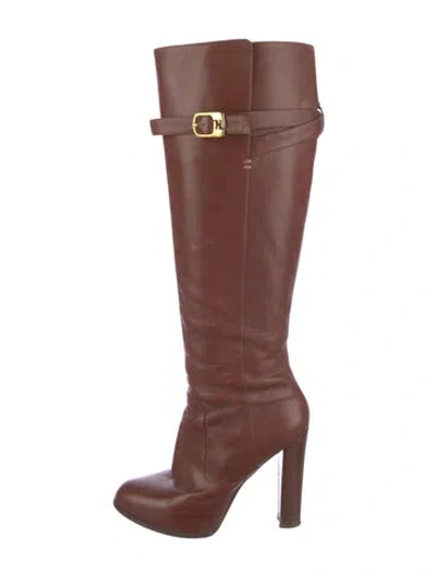 Pre-owned Fendi Leather Boots In Brown
