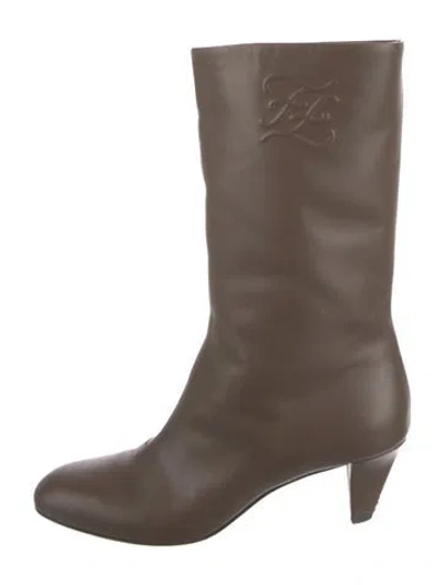 Pre-owned Fendi Leather Boots In Brown