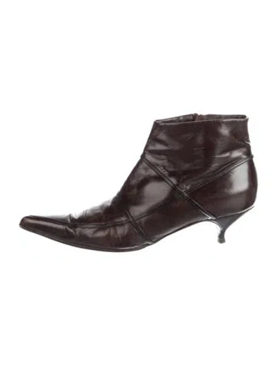 Pre-owned Fendi Leather Boots In Brown