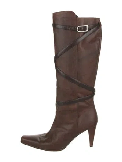 Pre-owned Fendi Leather Boots In Brown