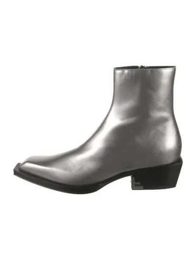 Pre-owned Fendi Leather Boots In Gray