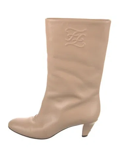 Pre-owned Fendi Leather Boots In Neutral