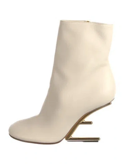 Pre-owned Fendi Leather Boots In Neutral