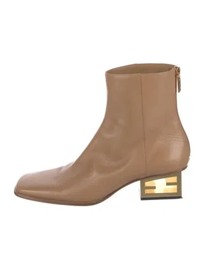 Pre-owned Fendi Leather Boots In Neutrals
