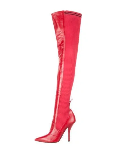 Pre-owned Fendi Leather Boots In Red