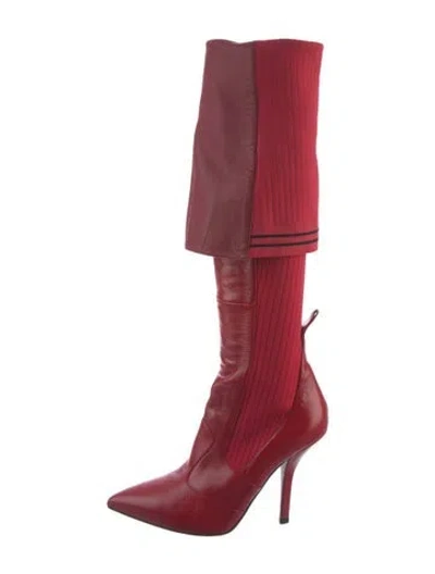 Pre-owned Fendi Leather Boots In Red