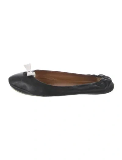 Pre-owned Fendi Leather Bow Accents Ballet Flats In Black
