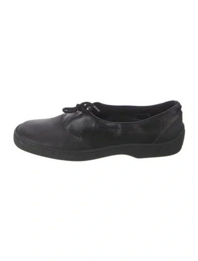 Pre-owned Fendi Leather Bow Accents Oxfords In Black