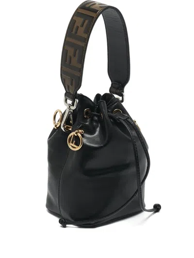 Pre-owned Fendi Leather Bucket Bag In Black