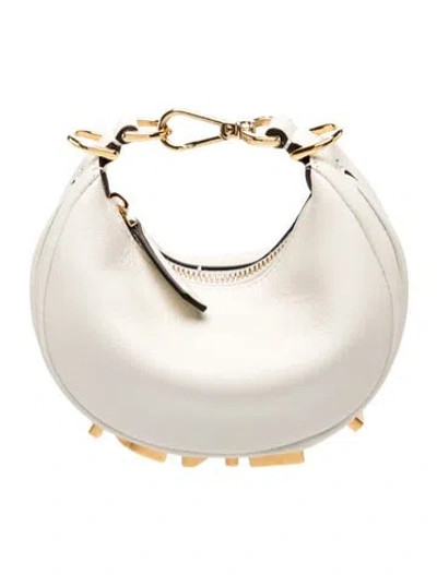 Pre-owned Fendi Leather Bucket Bag Nano In Neutral