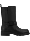 Fendi Leather Buckle Boots In Black