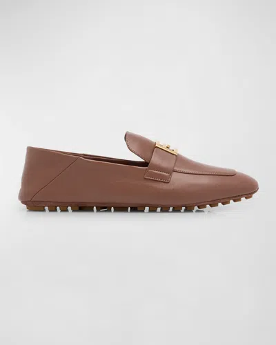 Fendi Leather Buckle Driver Loafers