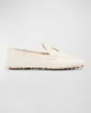 Fendi Leather Buckle Driver Loafers In White