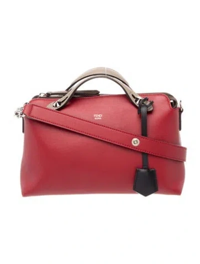 Pre-owned Fendi Leather By The Way Large In Burgundy