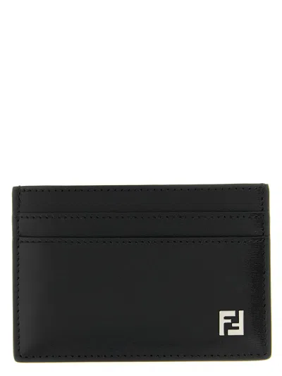 Fendi Leather Card Case In Black