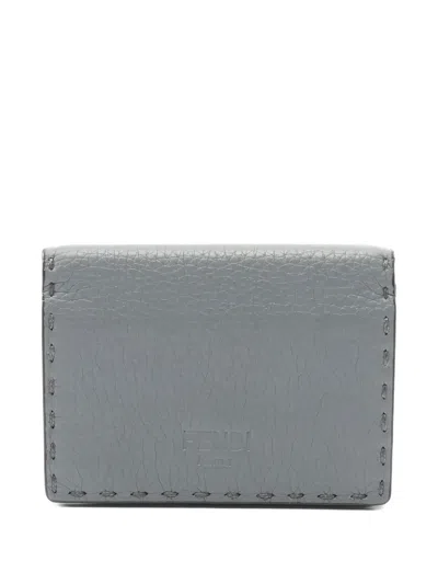 Pre-owned Fendi Leather Card Case In Blue