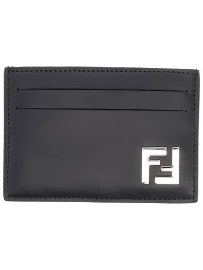 Fendi Slim Squared Ff Card Holder In Brown
