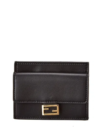 Fendi Leather Card Holder In Black