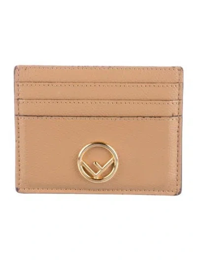Pre-owned Fendi Leather Card Holder In Neutral