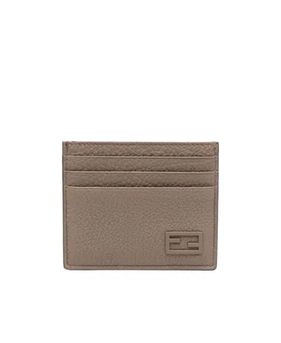 Fendi Leather Cardholder In Brown
