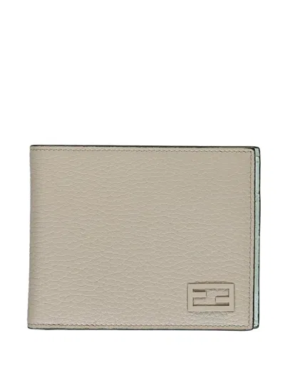 Fendi Leather Cardholder In Grey