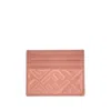Fendi Leather Cardholder With Embossed Ff Motif. In Pink