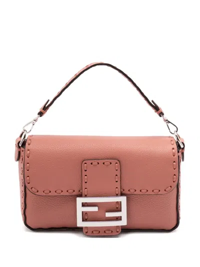 Fendi Leather Chain Mini Bag In Pink