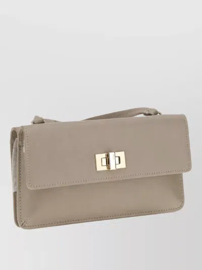 Fendi Leather Chain Wallet In Gray