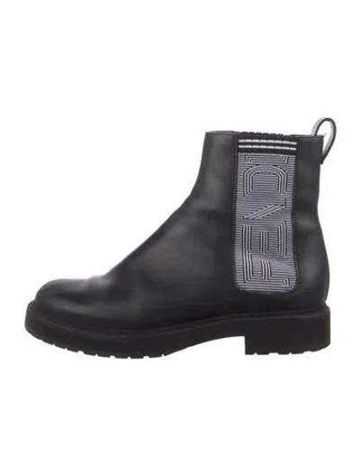 Pre-owned Fendi Leather Chelsea Boots In Black