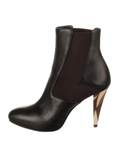 Pre-owned Fendi Leather Chelsea Boots In Black