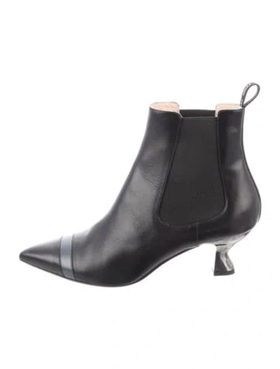 Pre-owned Fendi Leather Chelsea Boots In Black