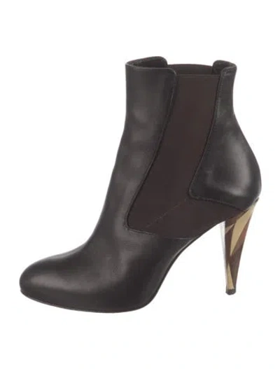 Pre-owned Fendi Leather Chelsea Boots In Brown