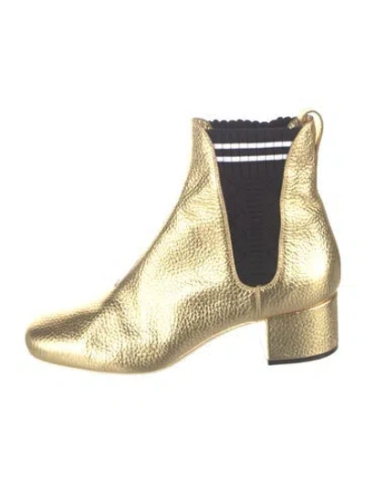 Pre-owned Fendi Leather Chelsea Boots In Gold/metallic