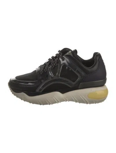 Pre-owned Fendi Leather Chunky Sneakers In Black