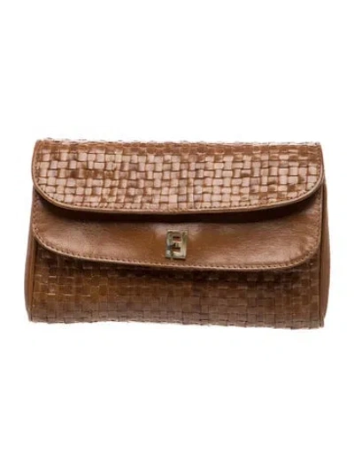 Pre-owned Fendi Leather Clutch In Brown